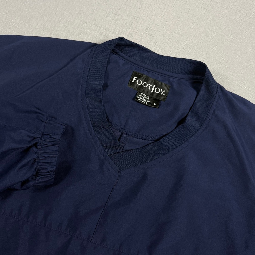 FootJoy Mens Large Navy Blue V-Neck Golf Windshirt Pullover Windbreaker